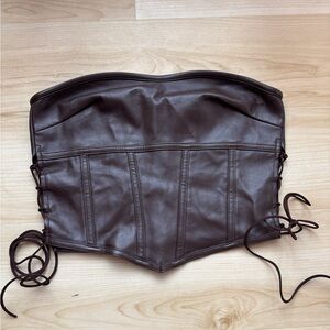 IAMGIA Brown Faux Leather Strapless Corset
